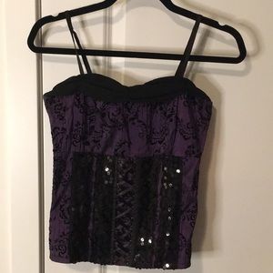 Deep Purple & Black Sequins Bustier